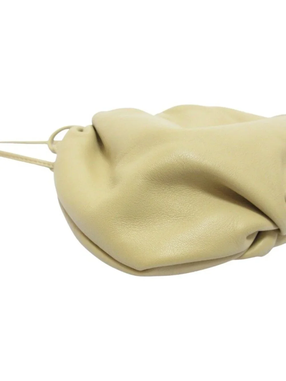 Bottega Veneta Leather Shoulder Bag Drawstring Beige